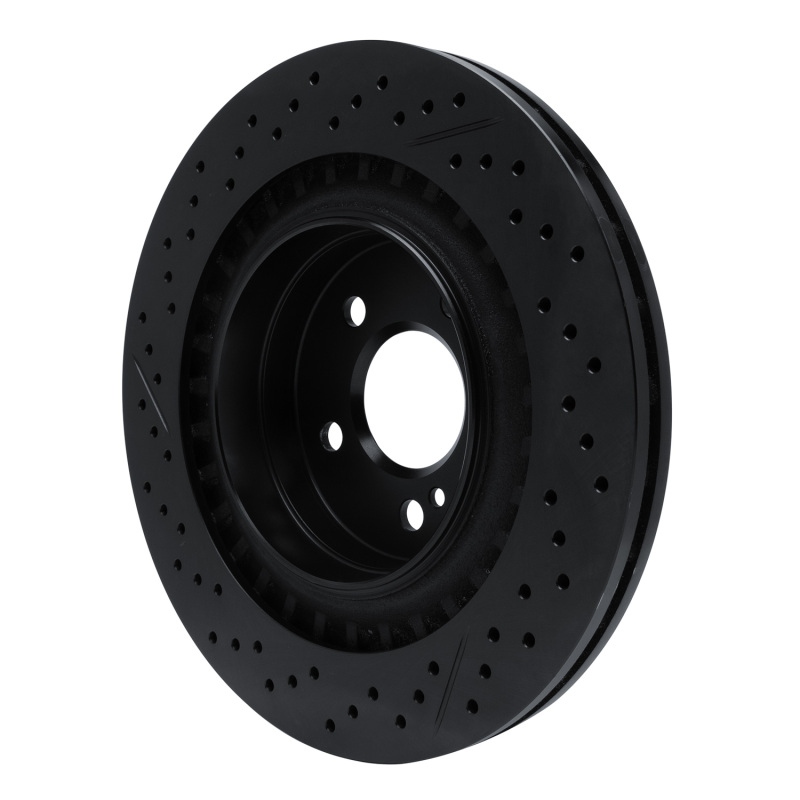 Mercedes-Benz C63 AMG Brake Rotor (1) - Rear - R1 Concepts - Drilled & Slotted - Black - `08-`15